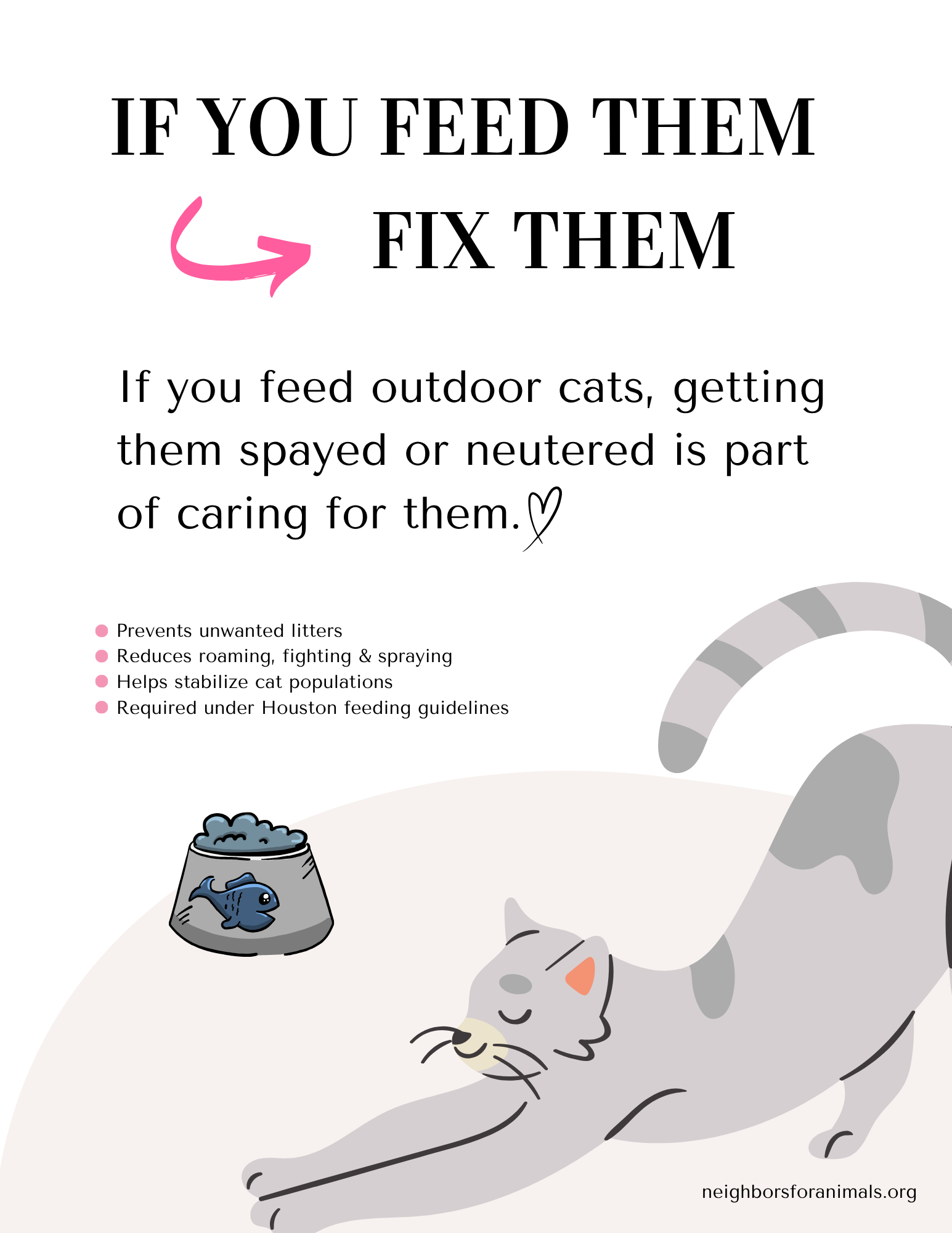 Flyer explaining benefits of TNR and encouraging to fix the cats people feed
